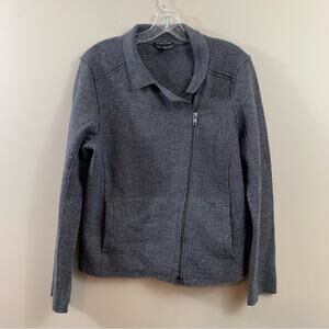 Eileen Fisher Wool Zipper Split Neck Gray Jacket